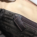 PRADA Hand Bag Leather Beige Silver Auth 197618-20