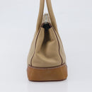 PRADA Hand Bag Leather Beige Silver Auth 197618-4