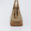 PRADA Hand Bag Leather Beige Silver Auth 197618-5
