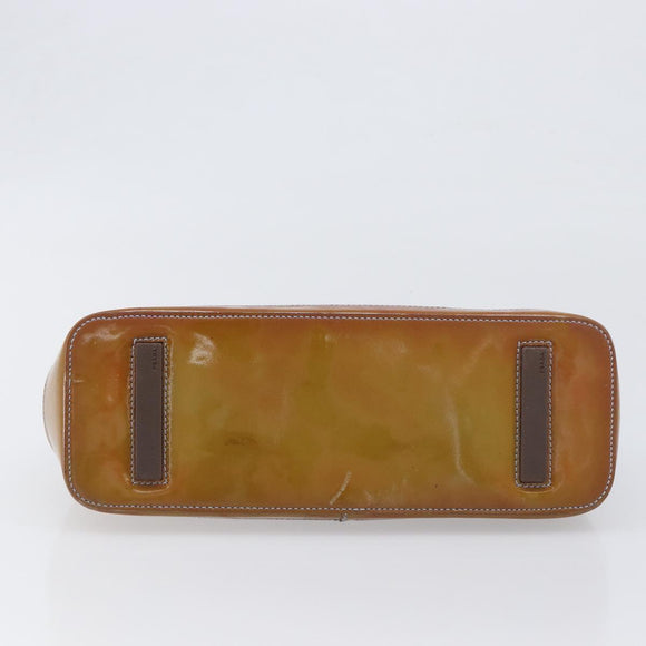 PRADA Hand Bag Leather Beige Silver Auth 197618