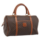 CELINE Macadam Canvas Boston Bag PVC Leather Brown Gold Auth 197619-1