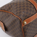 CELINE Macadam Canvas Boston Bag PVC Leather Brown Gold Auth 197619-16