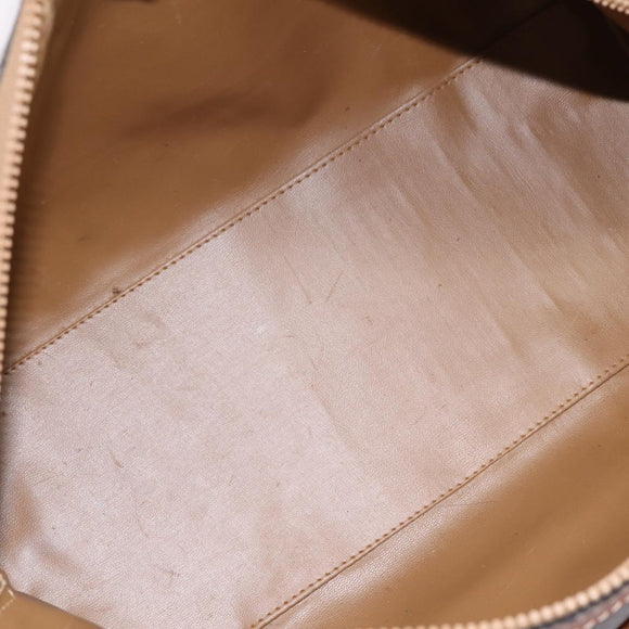 CELINE Macadam Canvas Boston Bag PVC Leather Brown Gold Auth 197619
