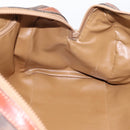 CELINE Macadam Canvas Boston Bag PVC Leather Brown Gold Auth 197619-18