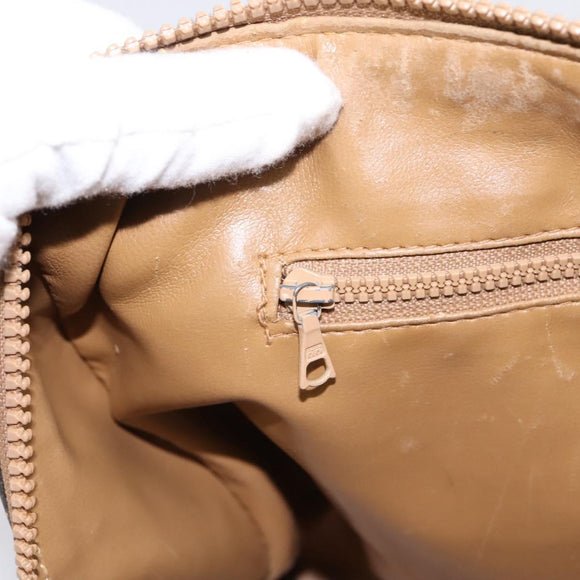 CELINE Macadam Canvas Boston Bag PVC Leather Brown Gold Auth 197619