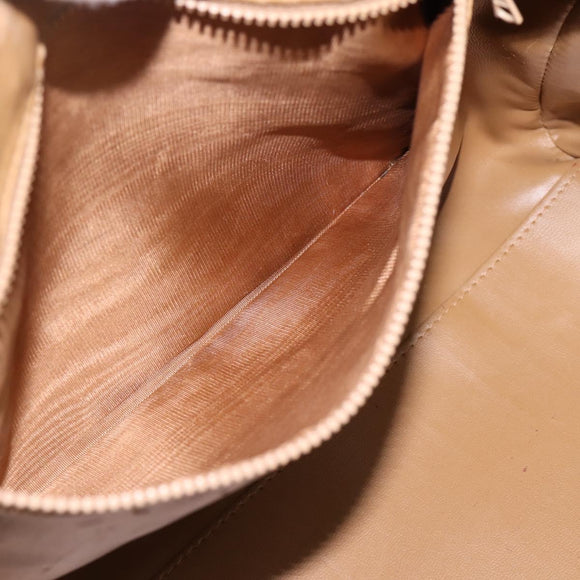 CELINE Macadam Canvas Boston Bag PVC Leather Brown Gold Auth 197619