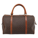 CELINE Macadam Canvas Boston Bag PVC Leather Brown Gold Auth 197619-2