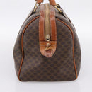CELINE Macadam Canvas Boston Bag PVC Leather Brown Gold Auth 197619-3