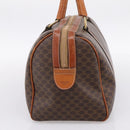 CELINE Macadam Canvas Boston Bag PVC Leather Brown Gold Auth 197619-4