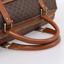 CELINE Macadam Canvas Boston Bag PVC Leather Brown Gold Auth 197619-7