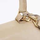 GUCCI Hand Bag Leather 2way Beige Gold Auth 197623-8