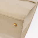 GUCCI Hand Bag Leather 2way Beige Gold Auth 197623-18