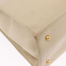 GUCCI Hand Bag Leather 2way Beige Gold Auth 197623-19
