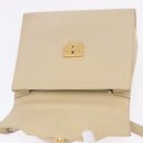 GUCCI Hand Bag Leather 2way Beige Gold Auth 197623-23