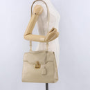 GUCCI Hand Bag Leather 2way Beige Gold Auth 197623-31