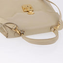GUCCI Hand Bag Leather 2way Beige Gold Auth 197623-14