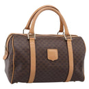 CELINE Macadam Canvas Boston Bag PVC Leather Brown Gold Auth 197624A-1