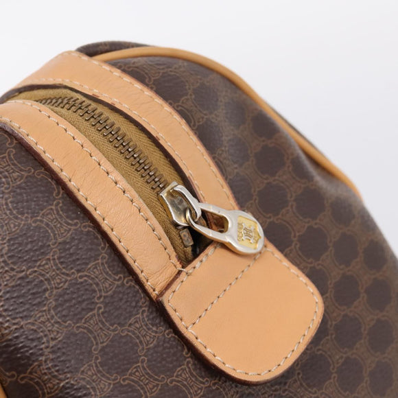 CELINE Macadam Canvas Boston Bag PVC Leather Brown Gold Auth 197624A