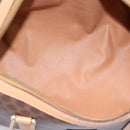 CELINE Macadam Canvas Boston Bag PVC Leather Brown Gold Auth 197624A-15