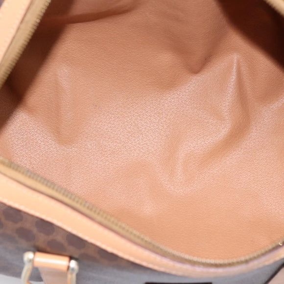 CELINE Macadam Canvas Boston Bag PVC Leather Brown Gold Auth 197624A