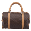 CELINE Macadam Canvas Boston Bag PVC Leather Brown Gold Auth 197624A-3