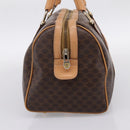 CELINE Macadam Canvas Boston Bag PVC Leather Brown Gold Auth 197624A-4