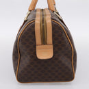 CELINE Macadam Canvas Boston Bag PVC Leather Brown Gold Auth 197624A-5