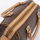 CELINE Macadam Canvas Boston Bag PVC Leather Brown Gold Auth 197624A-6
