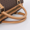 CELINE Macadam Canvas Boston Bag PVC Leather Brown Gold Auth 197624A-7