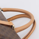 CELINE Macadam Canvas Boston Bag PVC Leather Brown Gold Auth 197624A-8