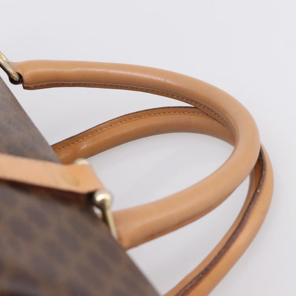 CELINE Macadam Canvas Boston Bag PVC Leather Brown Gold Auth 197624A