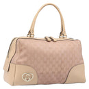 GUCCI GG Canvas Lovely Boston Bag Pink Gold Auth 197628-1