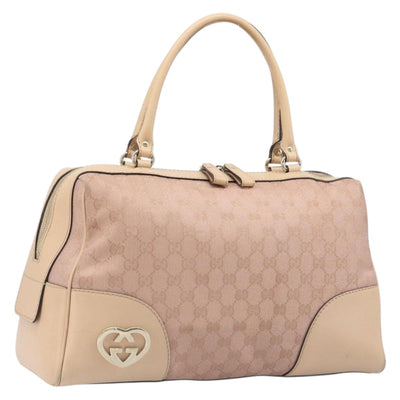 GUCCI GG Canvas Lovely Boston Bag Pink Gold Auth 197628