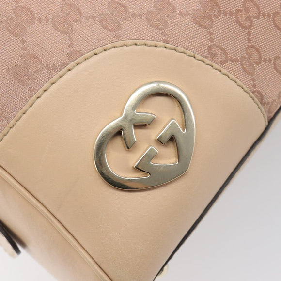 GUCCI GG Canvas Lovely Boston Bag Pink Gold Auth 197628