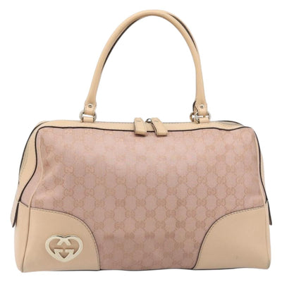 GUCCI GG Canvas Lovely Boston Bag Pink Gold Auth 197628 - 0