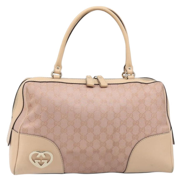 GUCCI GG Canvas Lovely Boston Bag Pink Gold Auth 197628