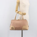 GUCCI GG Canvas Lovely Boston Bag Pink Gold Auth 197628-25