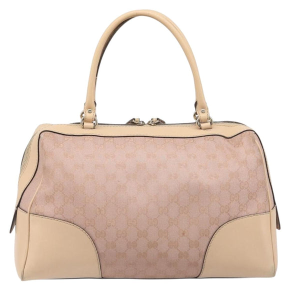 GUCCI GG Canvas Lovely Boston Bag Pink Gold Auth 197628