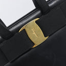 Salvatore Ferragamo Vala Hand Bag Leather Black Gold Auth 197630-10