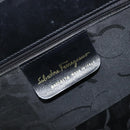 Salvatore Ferragamo Vala Hand Bag Leather Black Gold Auth 197630-12