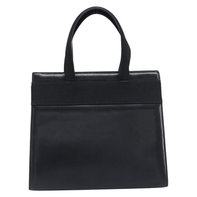 Salvatore Ferragamo Vala Hand Bag Leather Black Gold Auth 197630 - 0