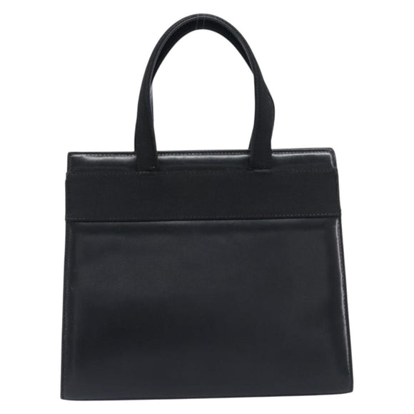 Salvatore Ferragamo Vala Hand Bag Leather Black Gold Auth 197630