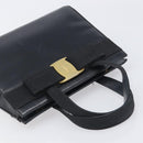 Salvatore Ferragamo Vala Hand Bag Leather Black Gold Auth 197630-6
