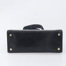 Salvatore Ferragamo Vala Hand Bag Leather Black Gold Auth 197630-5