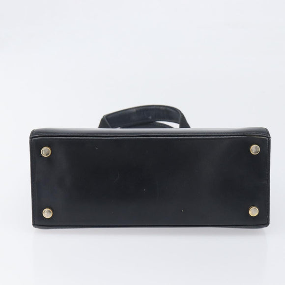 Salvatore Ferragamo Vala Hand Bag Leather Black Gold Auth 197630