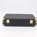 Christian Dior Honeycomb Canvas Trunk PVC Black Gold Auth 197631A-10