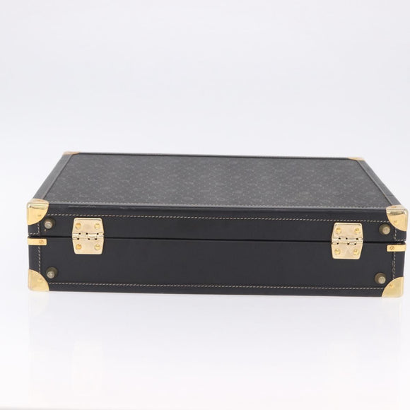 Christian Dior Honeycomb Canvas Trunk PVC Black Gold Auth 197631A