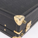 Christian Dior Honeycomb Canvas Trunk PVC Black Gold Auth 197631A-13