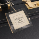 Christian Dior Honeycomb Canvas Trunk PVC Black Gold Auth 197631A-15
