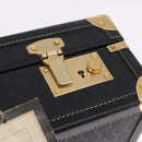Christian Dior Honeycomb Canvas Trunk PVC Black Gold Auth 197631A-16